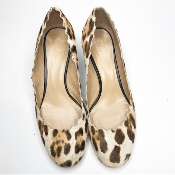 ChloeLauren Leopard Fur Print Heels RARE